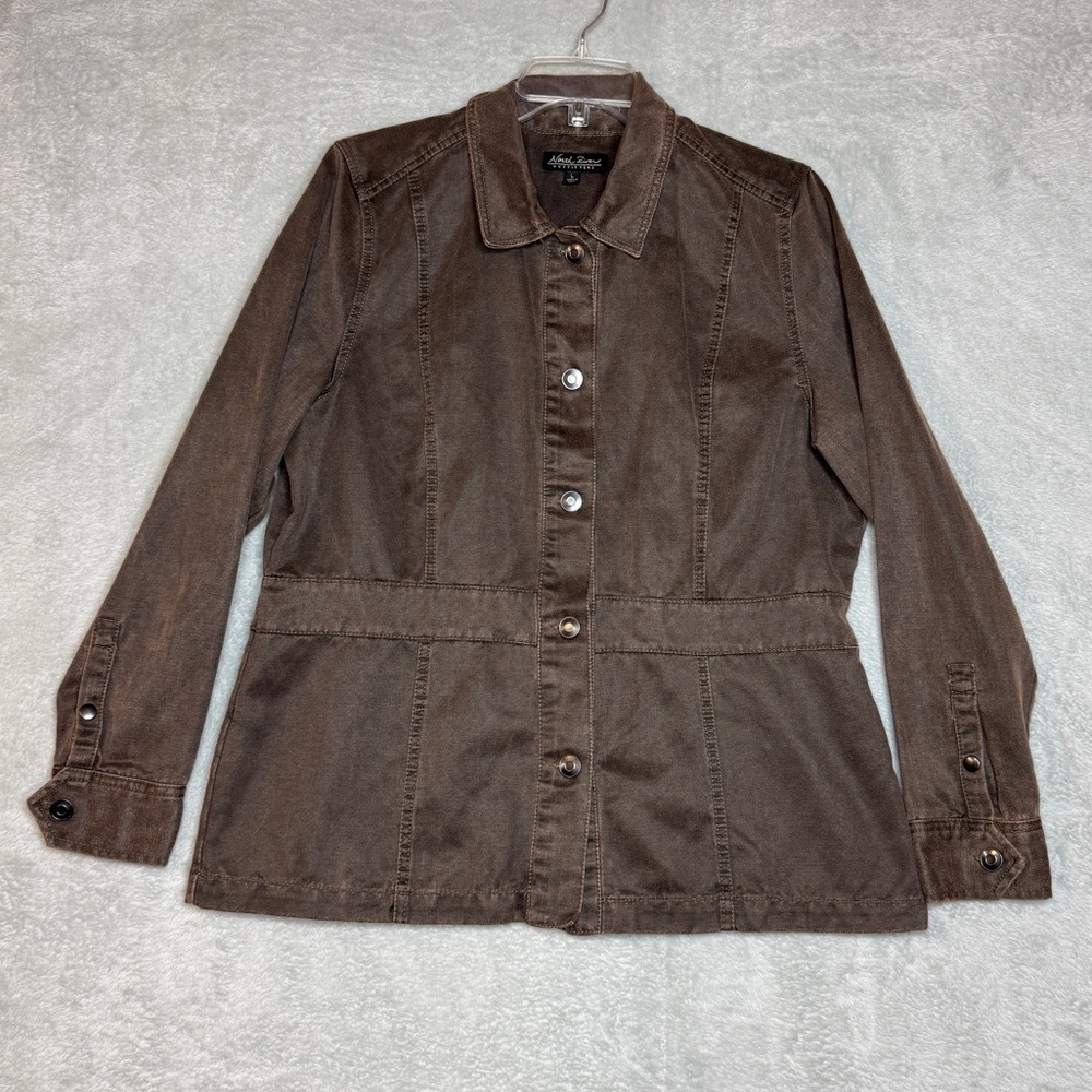 North River Outfitters Womens Light Jacket LG Brown Button Up Shacket Ranch Boho